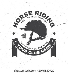 Horse riding sport club badges, patches, emblem, logo. Vector illustration. Vintage monochrome equestrian label with helmet silhouettes. Horseback riding sport. Concept for shirt or logo, print, stamp