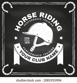 Horse riding sport club badges, patches, emblem, logo. Vector illustration. Vintage monochrome equestrian label with helmet silhouettes. Horseback riding sport. Concept for shirt or logo, print, stamp