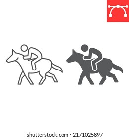 Horse riding sport line and glyph icon, sport and stallion, Horse riding vector icon, vector graphics, editable stroke outline sign, eps 10.