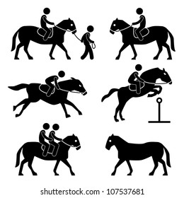 Horse Riding Training Jockey Equestrian Icon Symbol Sign Pictogram