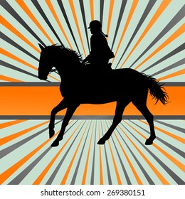 Horse riding vector background freedom concept