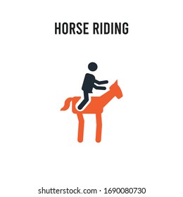 Horse riding vector icon on white background. Red and black colored Horse riding icon. Simple element illustration sign symbol EPS