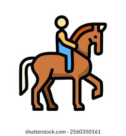 Horse riding vector illustration, filled design editable outline icon.