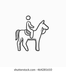Horse riding vector sketch icon isolated on background. Hand drawn Horse riding icon. Horse riding sketch icon for infographic, website or app.