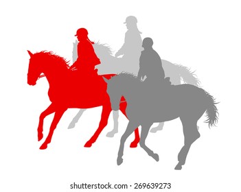 Horse riding winner vector background concept isolated over white