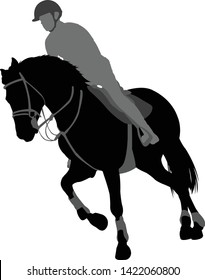 horse riding,equestrian sport silhouette - vector