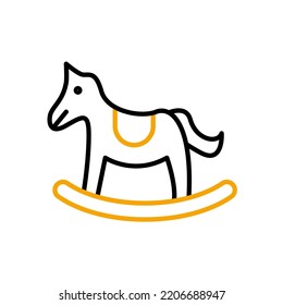 Horse Rocking Symbol. Einfache Elementgrafik. Das Rocking-Konzept für Pferde umreißt das Symboldesign.