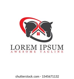 Horse and roof house logo design template. Creative horse and house icon design.