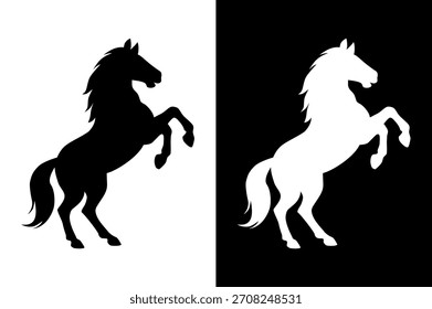 Correr a caballo para la animación única aislada en el fondo blanco y negro