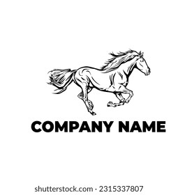 HORSE runing logo design vector