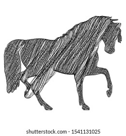 Horse runnig scrible sketch line art vector design