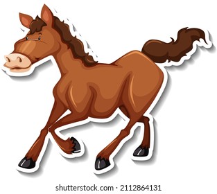 A horse running animal cartoon sticker illustration
