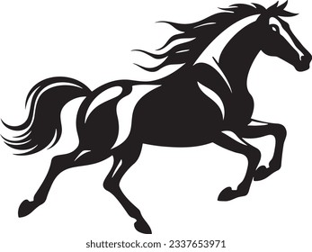 Carrera de caballos, Sencilla gráfica básica de vector minimalista SVG, aislada en fondo blanco, negro y blanco