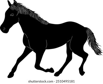 The horse is running. black silhouette vector element