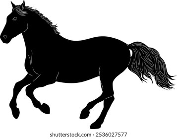 The horse is running. black silhouette vector element