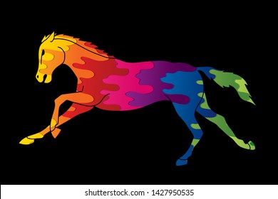 Horse running cartoon graphic vector