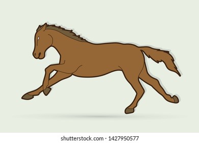 Horse running cartoon graphic vector