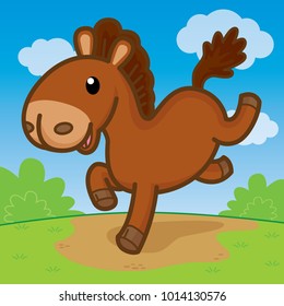 Horse Running, cute vector