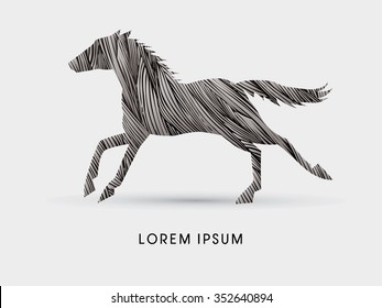 Horse running, designed using black grunge brush graphic vector.