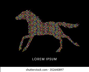 Horse running, designed using colorful mosaic graphic vector.