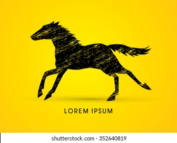 Horse running, designed using grunge brush graphic vector.