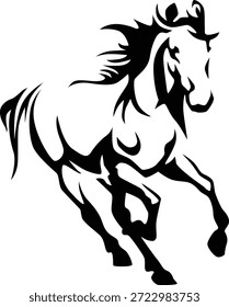 Cavalo correndo rápido silhueta vetor preto
