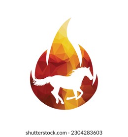 Horse running icon vector illustration inside a shape of fire pattern color. 