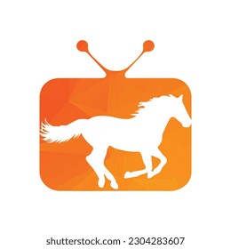 Pferd läuft Symbol Vektorgrafik in einer Form von TV Muster Farbe. 