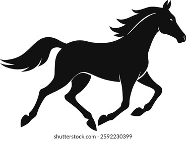 horse running isolated pencil drawing on white background