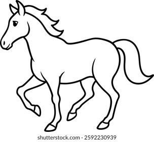 horse running isolated pencil drawing on white background