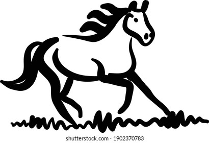 Horse running Lineart Animal Drawing Horse stock illustration