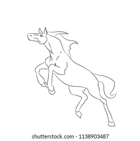 horse running, lines, vector, white background