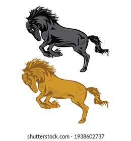Caballo en posición de correr con plena resistencia.
Esta ilustración, especialmente para clubes de equitación, también puede utilizarse como diseño de logotipo.