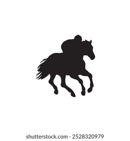 horse running silhouettes vectors with white background