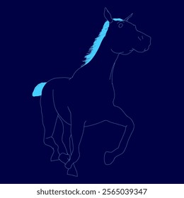 Horse is running in the sky. The horse is blue contour