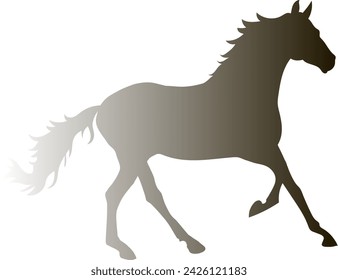 The horse is running. The horse is a slender, graceful animal, with highly developed muscles and a strong physique. Gradient.