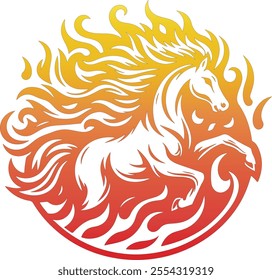 Horse running through flames of fire
