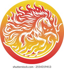 Horse running through flames of fire