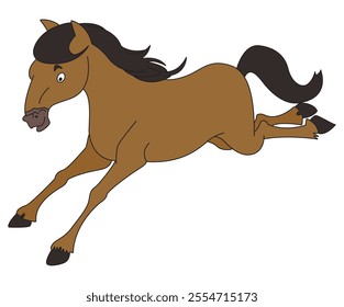 Horse running very fast isolated on a white background