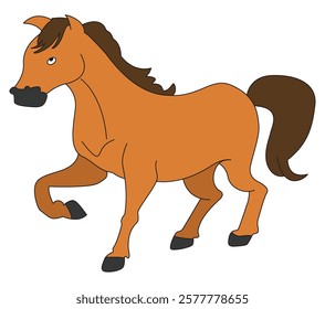 Horse running very fast isolated on a white background