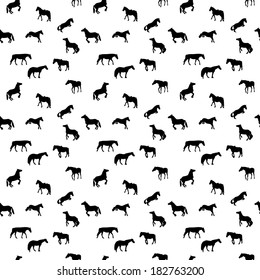Horse Runs, Hops, Gallops Isolated. Seamless Pattern.