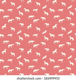 Horse Runs, Hops, Gallops Isolated. Seamless Pattern. 