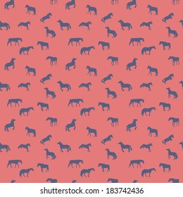 Horse Runs, Hops, Gallops Isolated. Seamless Pattern. 