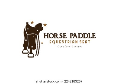 Horse saddle or chair logo design for vintage horse rider