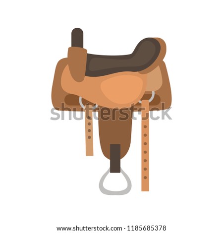 Horse saddle color vector icon. Flat design