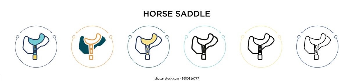 Horse Saddle Icon In Filled, Thin Line, Outline And Stroke Style. Vector Illustration Of Two Colored And Black Horse Saddle Vector Icons Designs Can Be Used For Mobile, Ui, Web