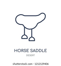 Horse saddle icon. Horse saddle linear symbol design from Desert collection. Simple outline element vector illustration on white background.