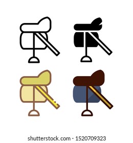 Horse saddle icon. With outline, glyph, filled outline and flat style