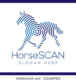 Horse Scan Technology Logo vector Element. Animal Technology Logo Template