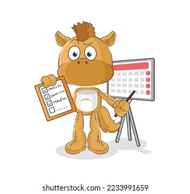 el vector de lista de horarios. personaje de caricatura